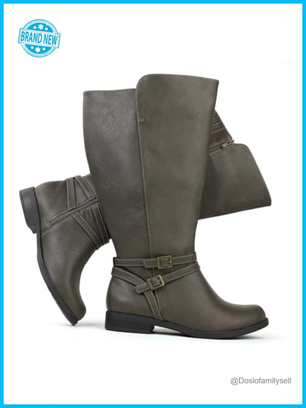 Women's Extra Wide Calf Knee High Riding Boots Side Zipper Synthetic